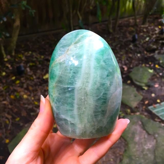 Polished Green Fluorite Free Form Display From Madagascar 565g