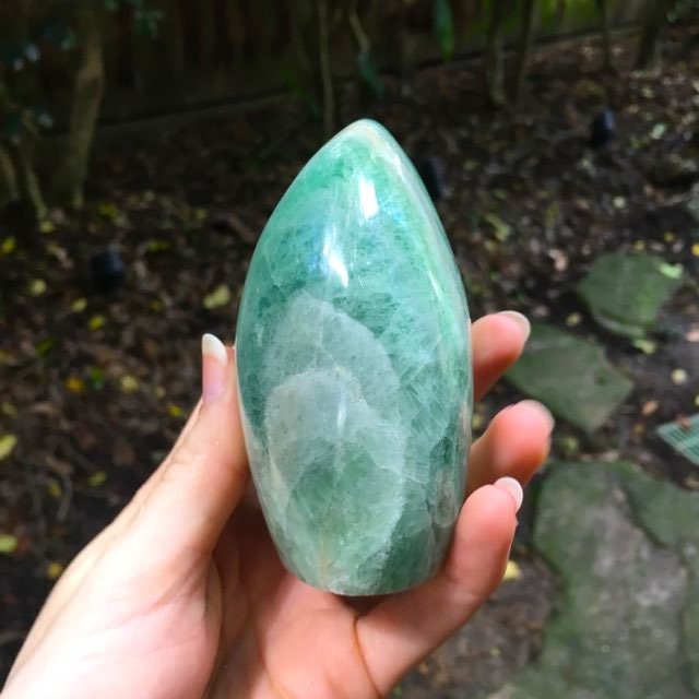 Polished Green Fluorite Free Form Display From Madagascar 565g