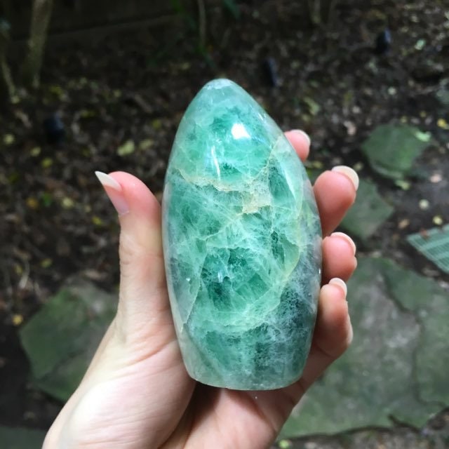 Polished Green Fluorite Free Form Display From Madagascar 565g