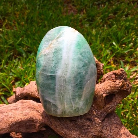 Polished Green Fluorite Free Form Display From Madagascar 565g