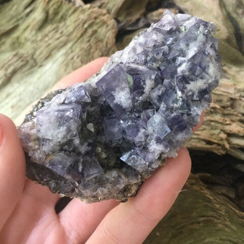 Purple/Green Rogerley Fluorite Crystal Cluster 138g, Diana Marie Mine, England UV reactive and Fluorescent Chakra Reiki Altar