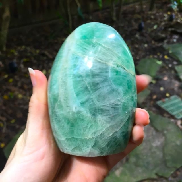 Polished Green Fluorite Free Form Display From Madagascar 565g