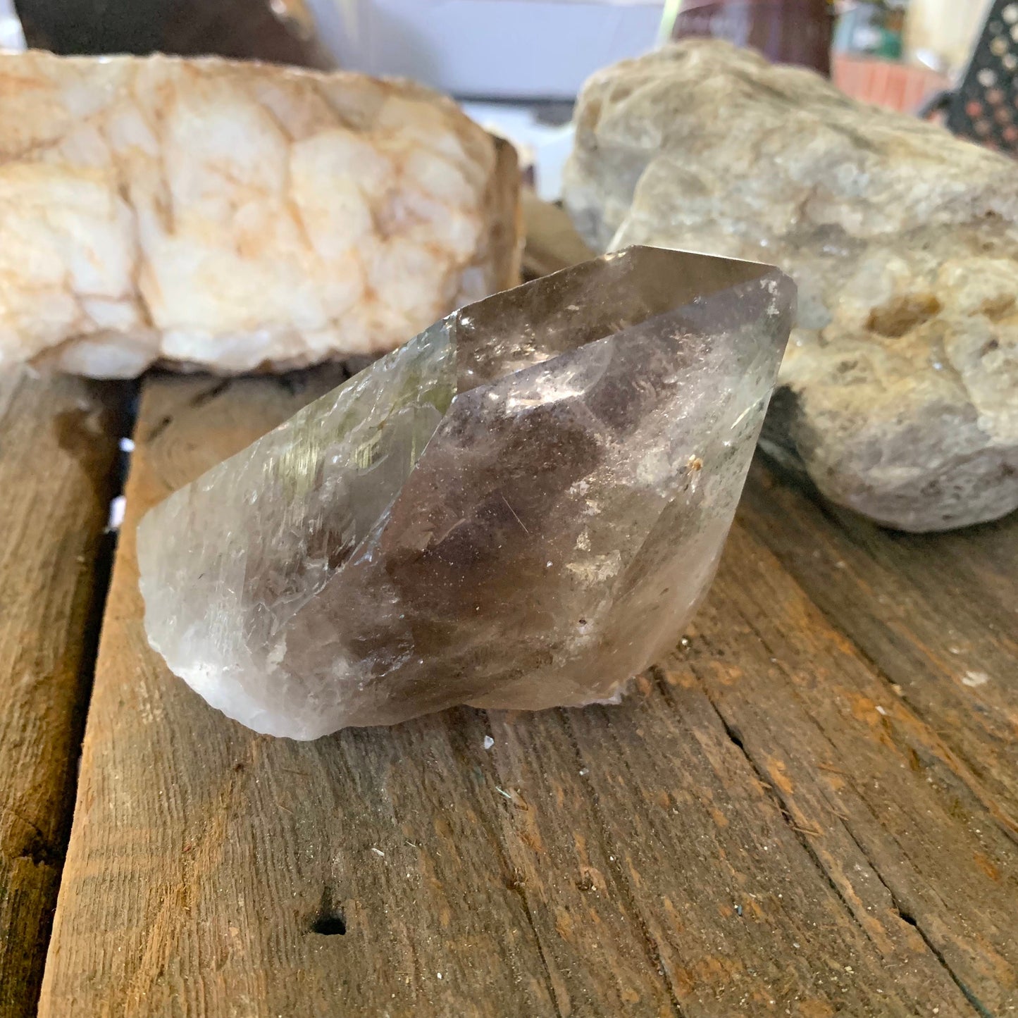 Brazilian Smokey Quartz Point 350g Specimen With Chlorite