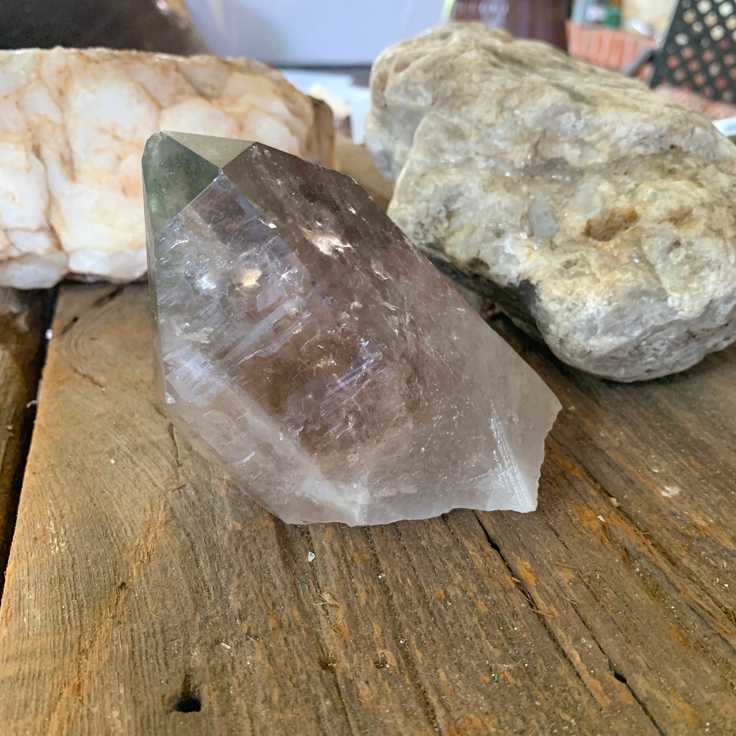 Brazilian Smokey Quartz Point 350g Specimen With Chlorite