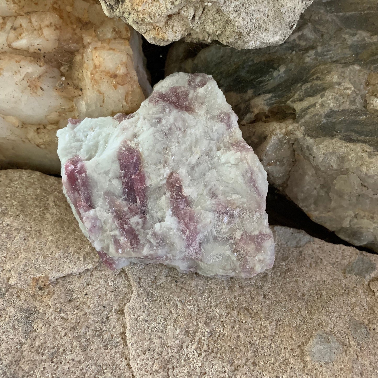Rubellite/ Pink Tourmaline with Quartz with Lepidolite 232.5g From Minas Gerais Brazil Specimen