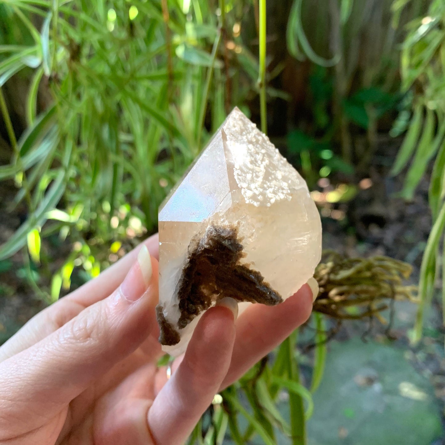 Beautiful Brazilian Quartz Point with Mica and a Phantom 215g From Minas Gerais Brazil