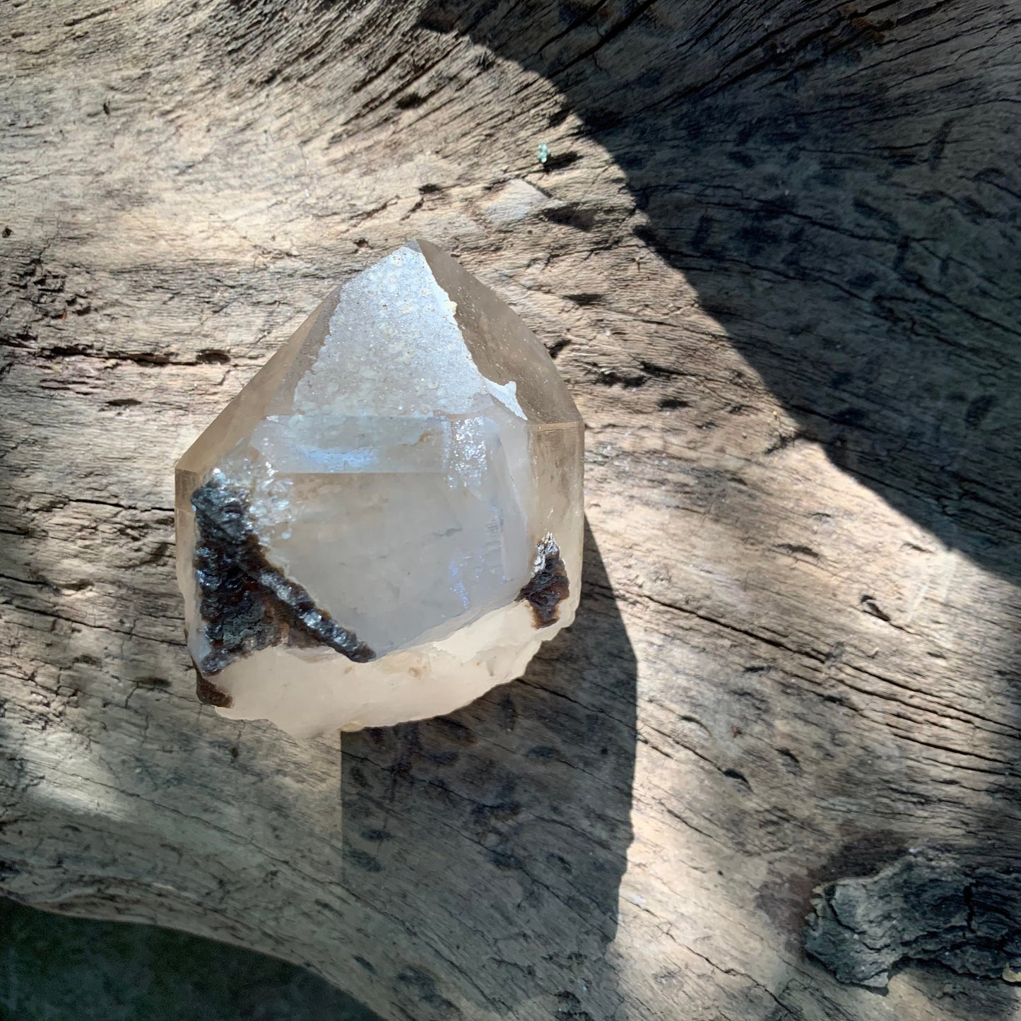 Beautiful Brazilian Quartz Point with Mica and a Phantom 215g From Minas Gerais Brazil
