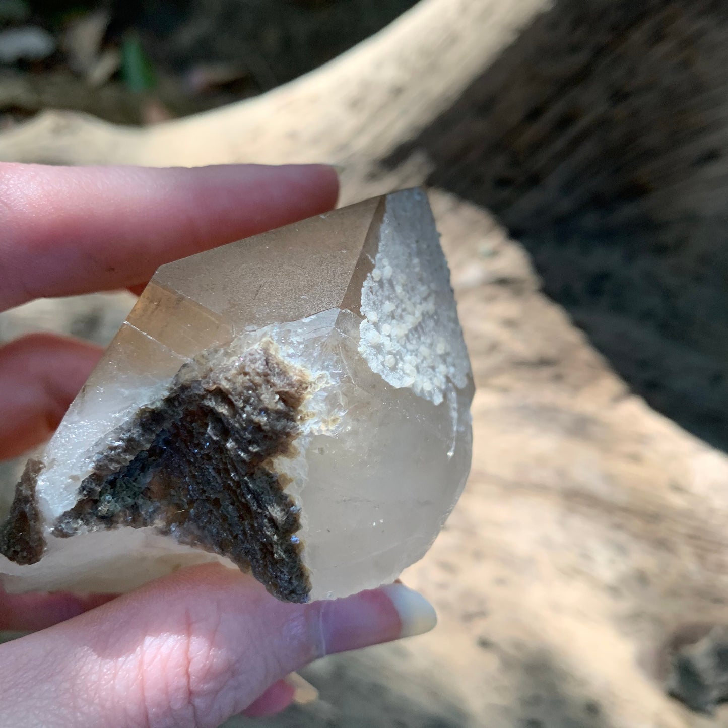 Beautiful Brazilian Quartz Point with Mica and a Phantom 215g From Minas Gerais Brazil