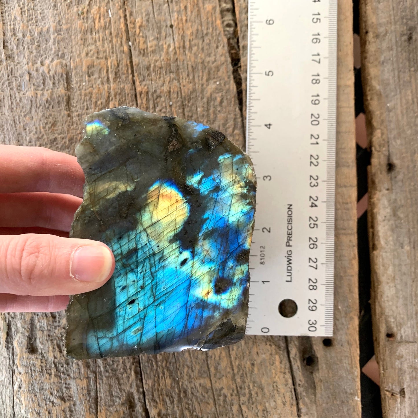Half Polished Polished Labradorite Free Form 555g From Madagascar