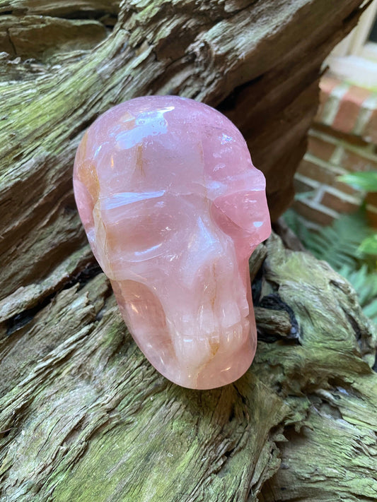 Polished Rose Quartz Skull, From Minas Gerais, Brazil, 845g 1lb 13.8oz Crystal, Specimen