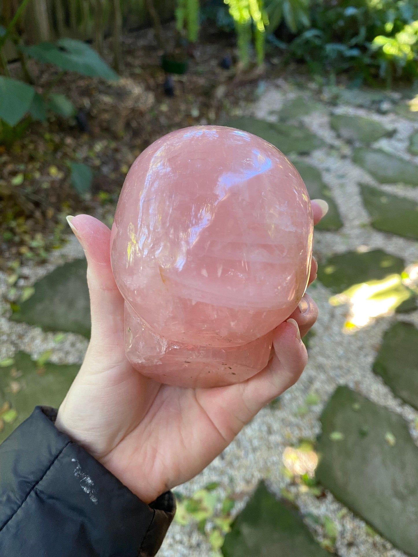 Polished Rose Quartz Skull, From Minas Gerais, Brazil, 845g 1lb 13.8oz Crystal, Specimen