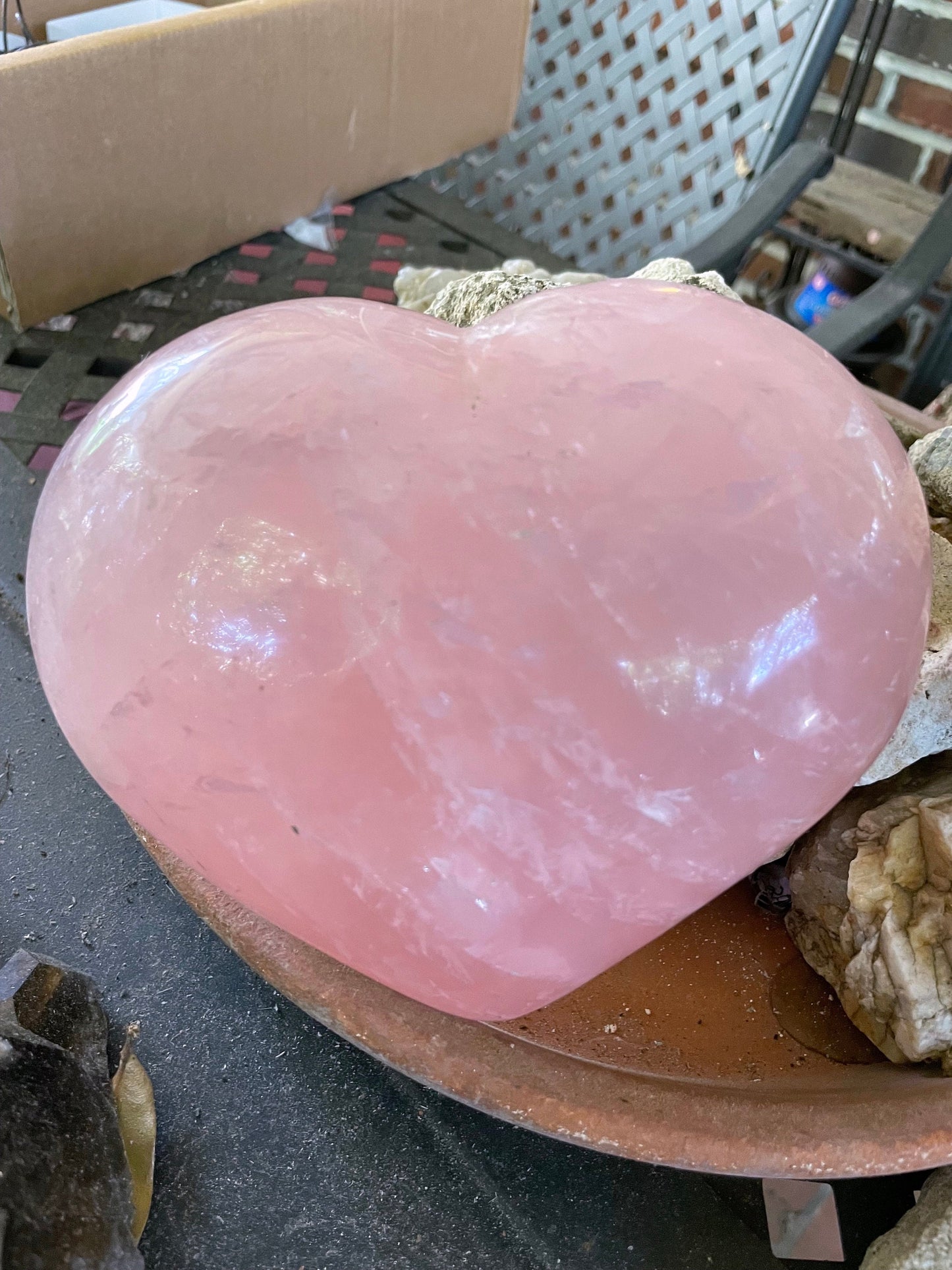 Polished Rose Quartz Heart 1815g 4lbs Specimen From Madagascar