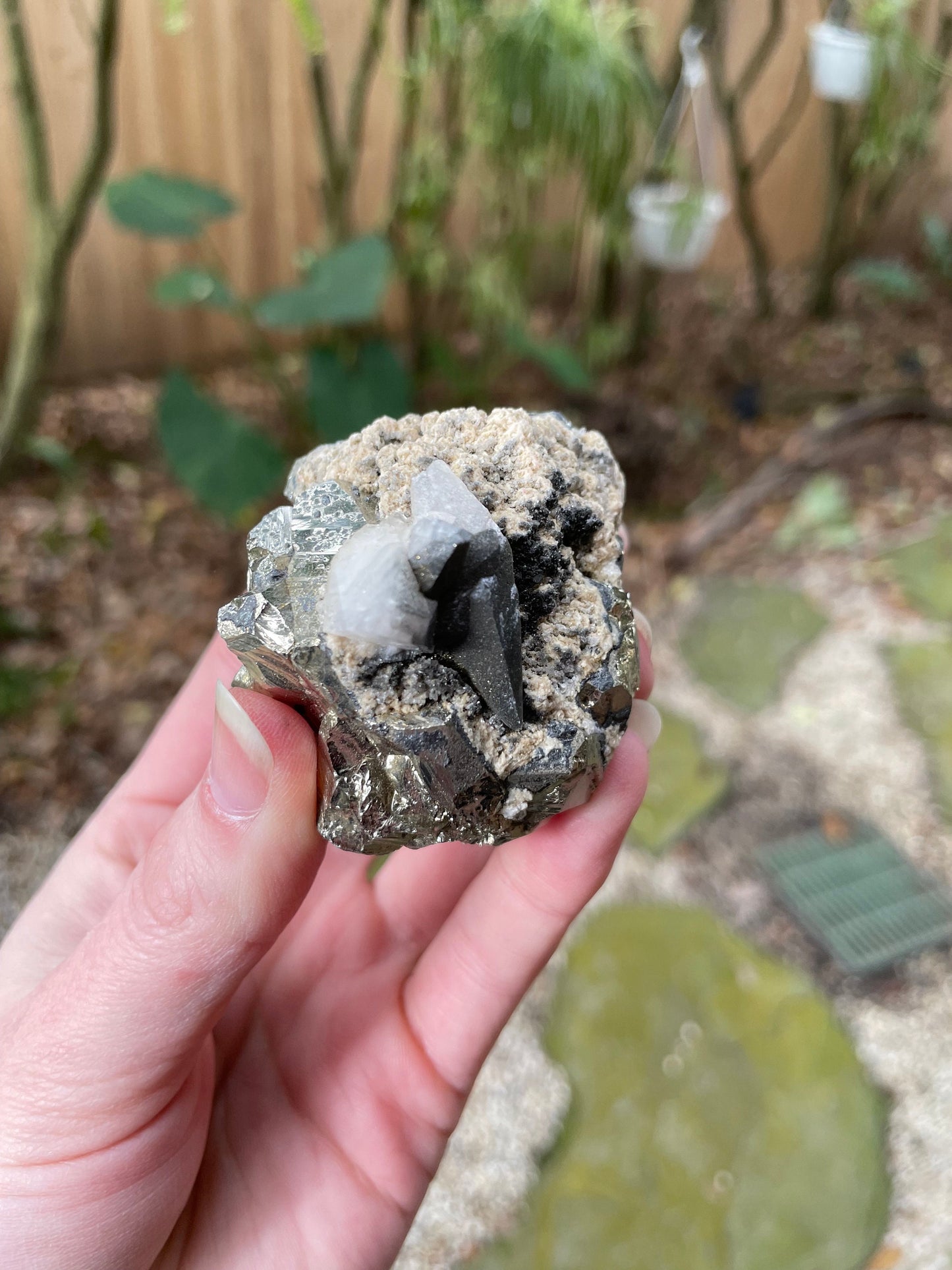 Beautiful Natural Raw Pyrite Crystal With Calcite Specimen 266g, Peru Crystal Mineral