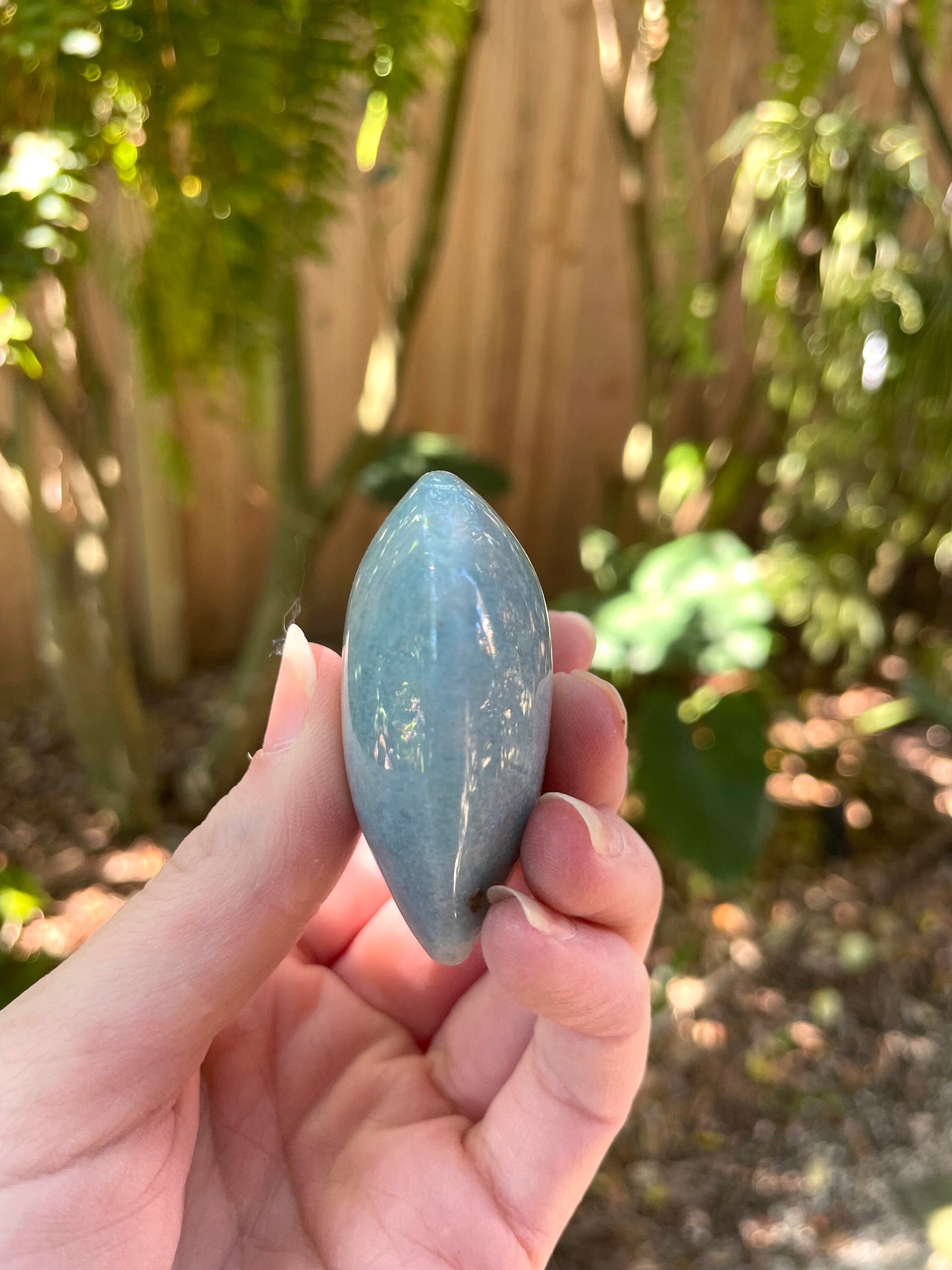 Polished Trolleite Heart Specimen Blue Quartz From Brazil 44.6g