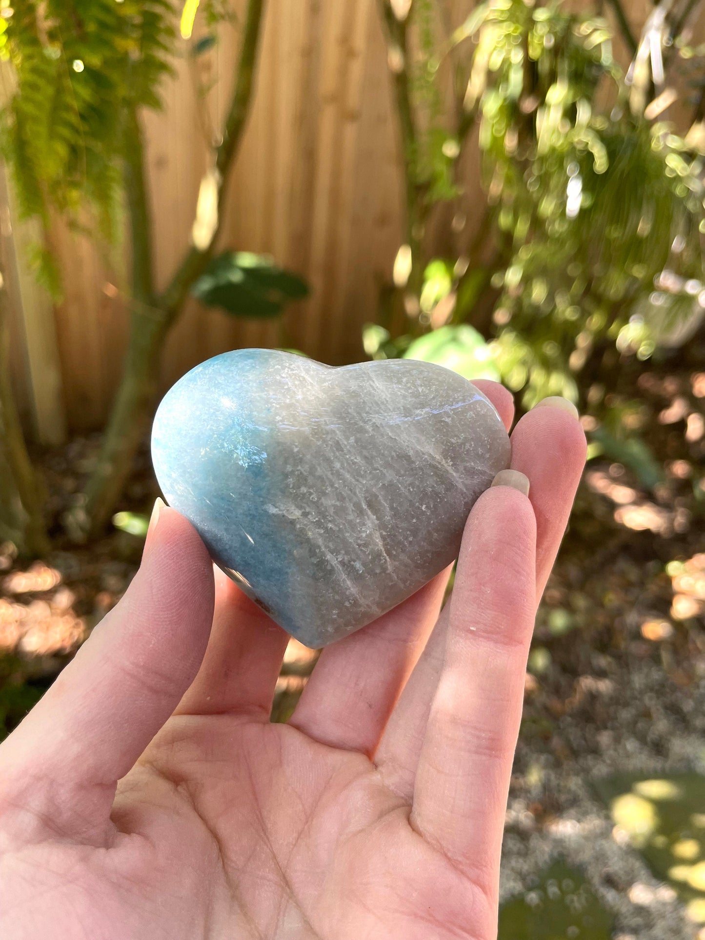 Polished Trolleite Heart Specimen Blue Quartz From Brazil 44.6g