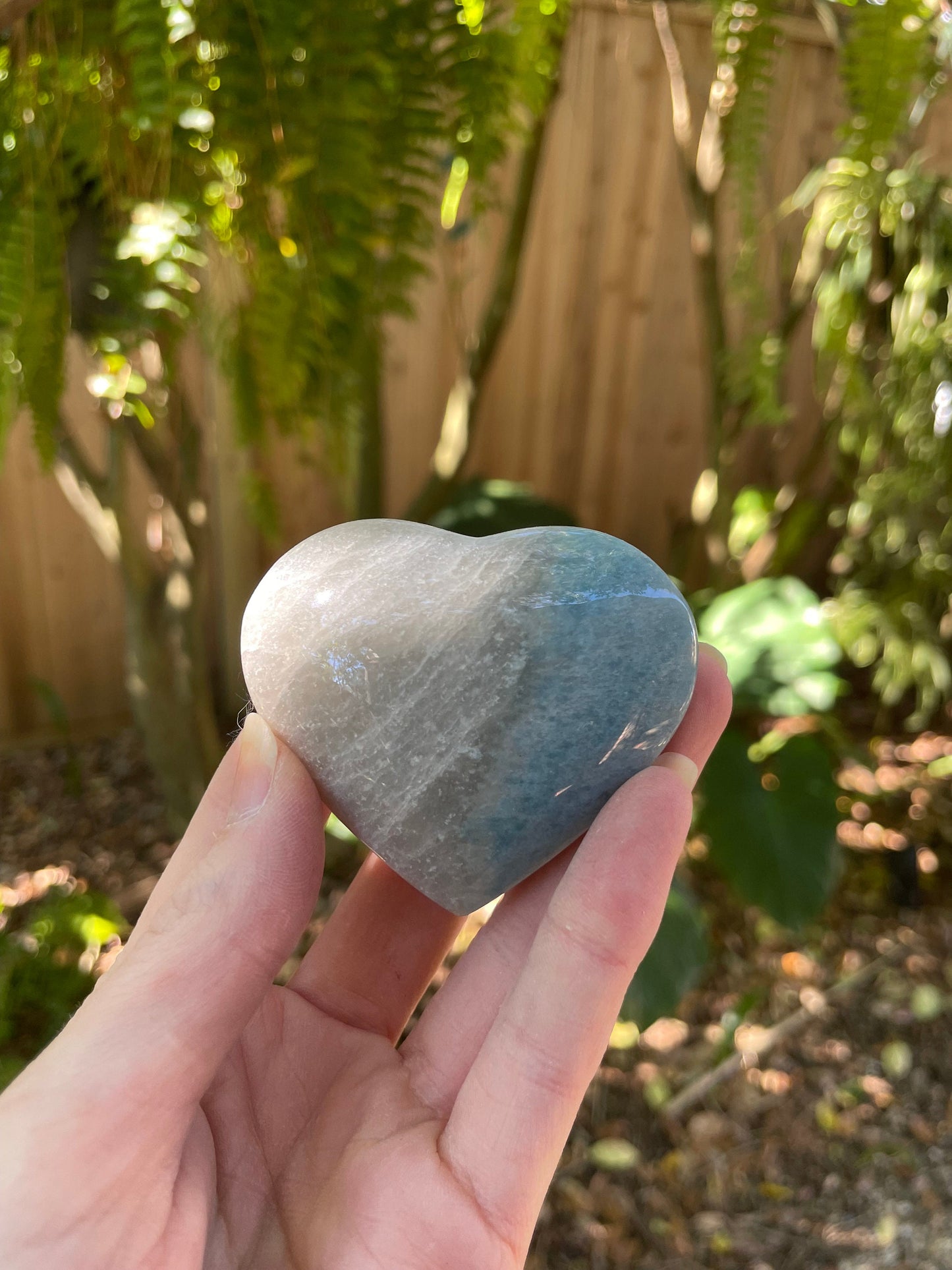 Polished Trolleite Heart Specimen Blue Quartz From Brazil 44.6g