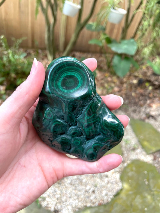 Half Polished Malachite 194g Specimen from The Congo 302g Mineral Crystal