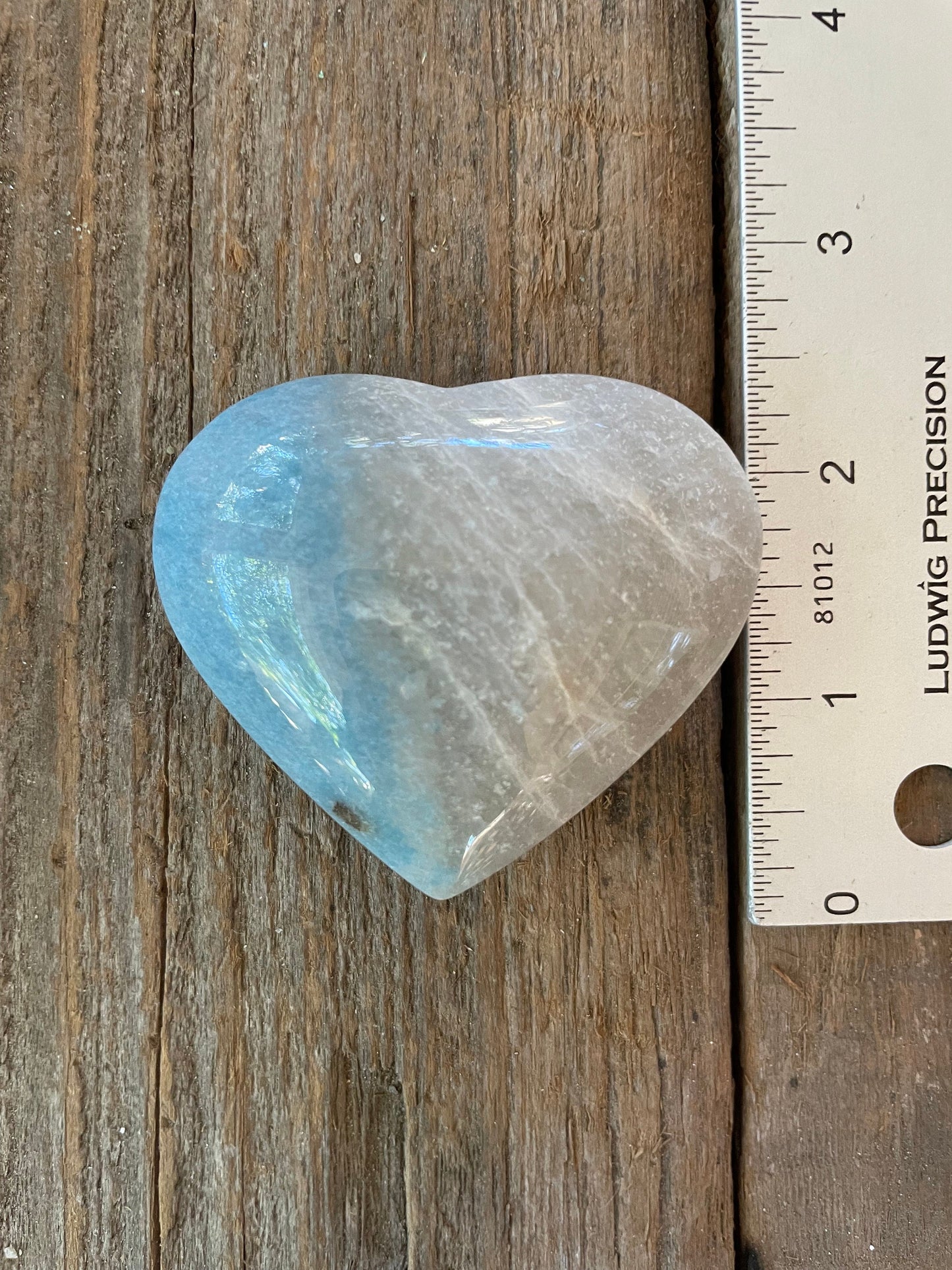 Polished Trolleite Heart Specimen Blue Quartz From Brazil 44.6g
