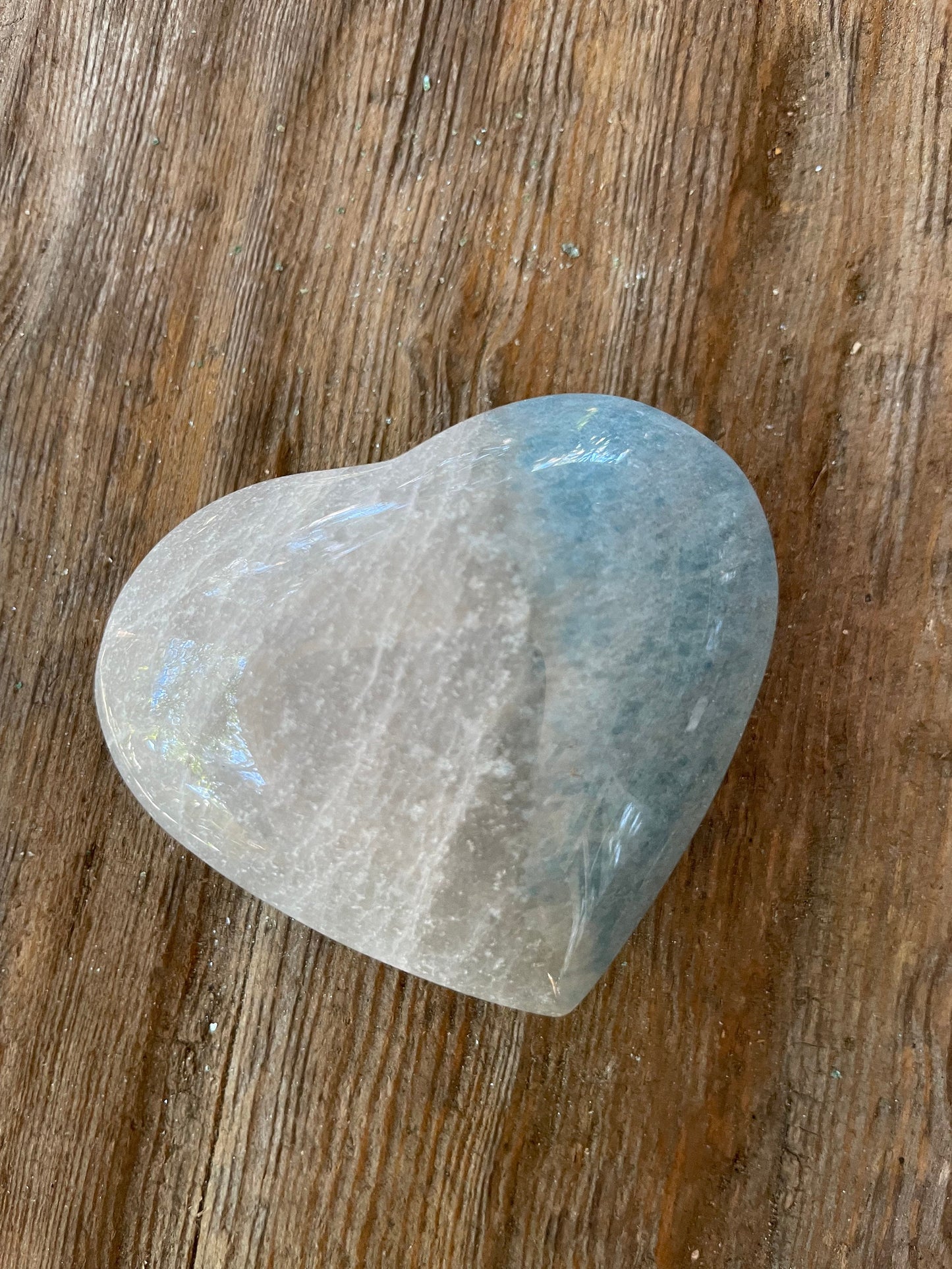 Polished Trolleite Heart Specimen Blue Quartz From Brazil 44.6g