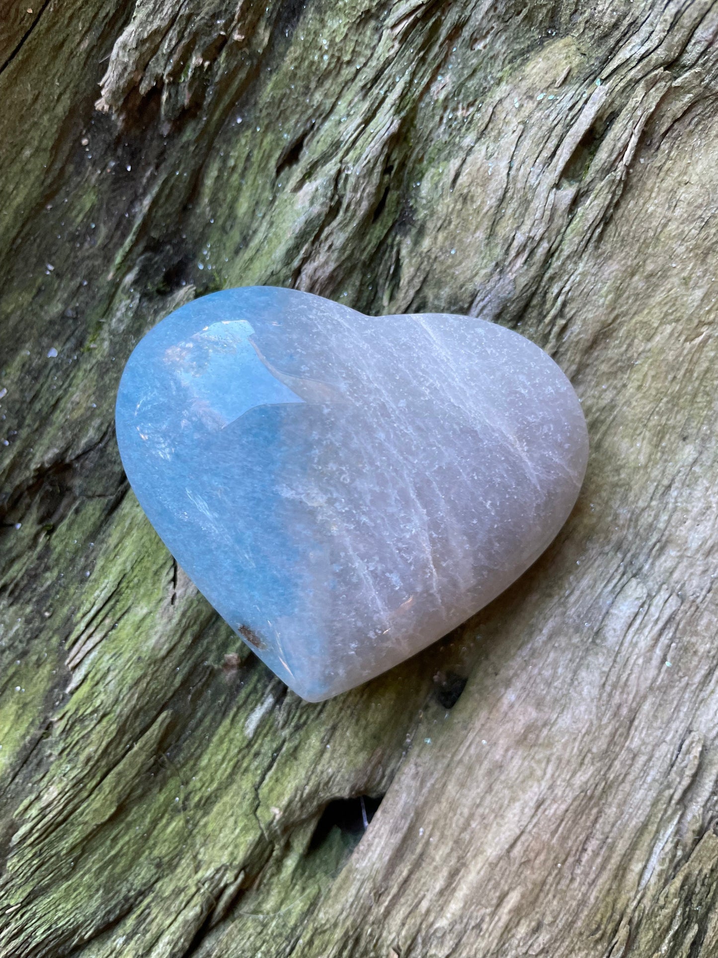 Polished Trolleite Heart Specimen Blue Quartz From Brazil 44.6g