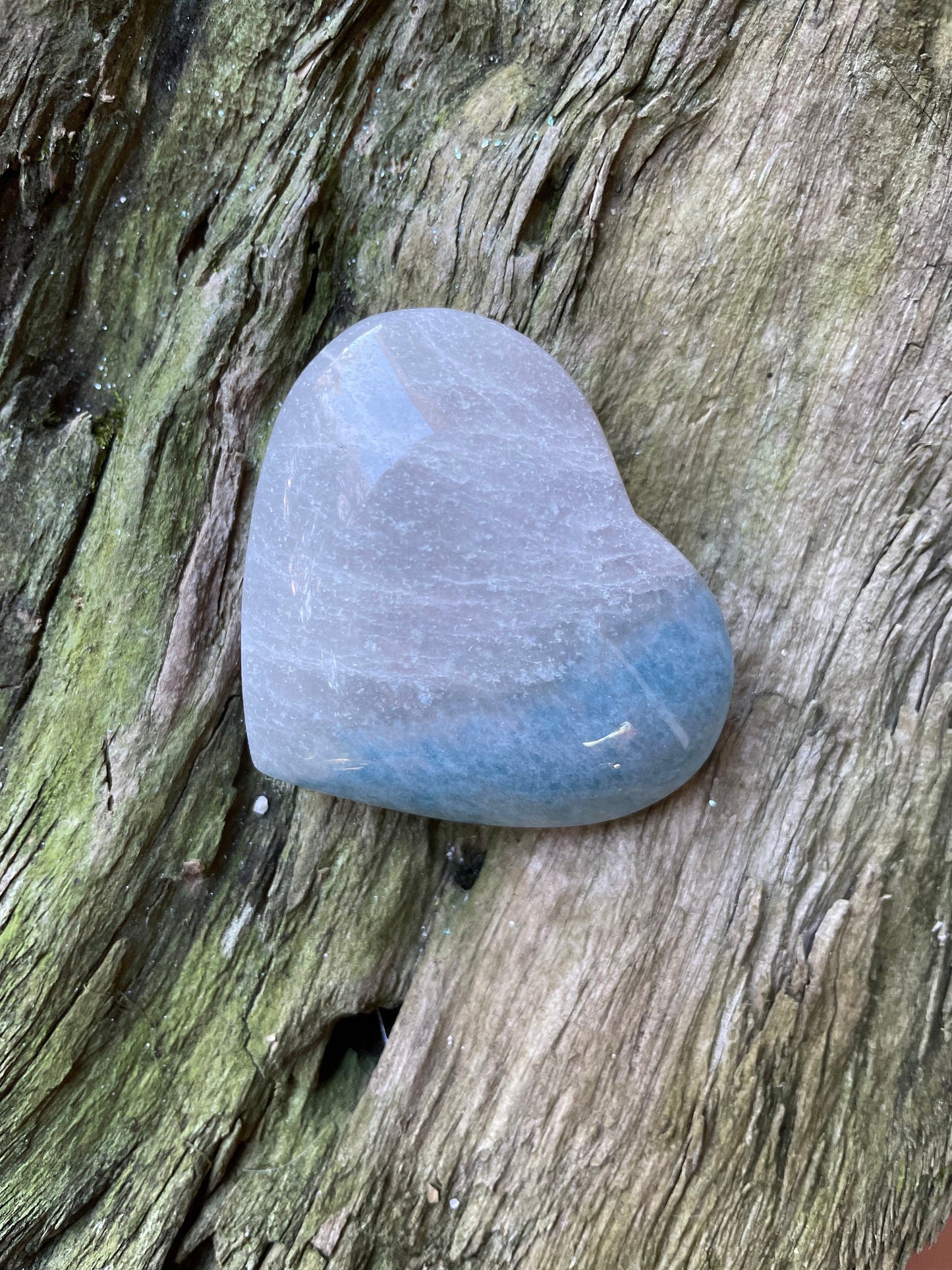 Polished Trolleite Heart Specimen Blue Quartz From Brazil 44.6g