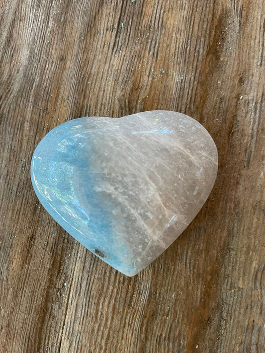 Polished Trolleite Heart Specimen Blue Quartz From Brazil 44.6g