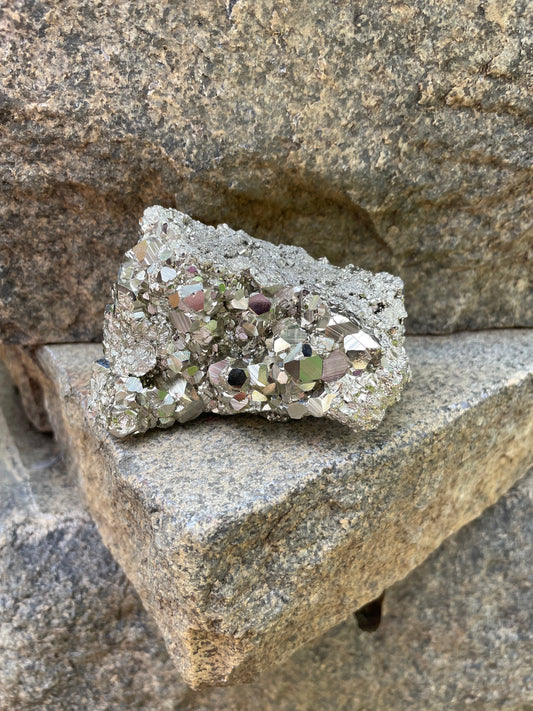 Natural Raw Pyrite Crystal Specimen 300g, from Huanzala, Peru Crystals