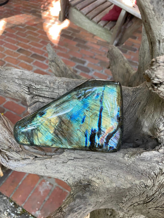 Large Polished Labradorite Freestanding Display Stone 1488g 3lbs 4.5oz From Madagascar Great Flash!