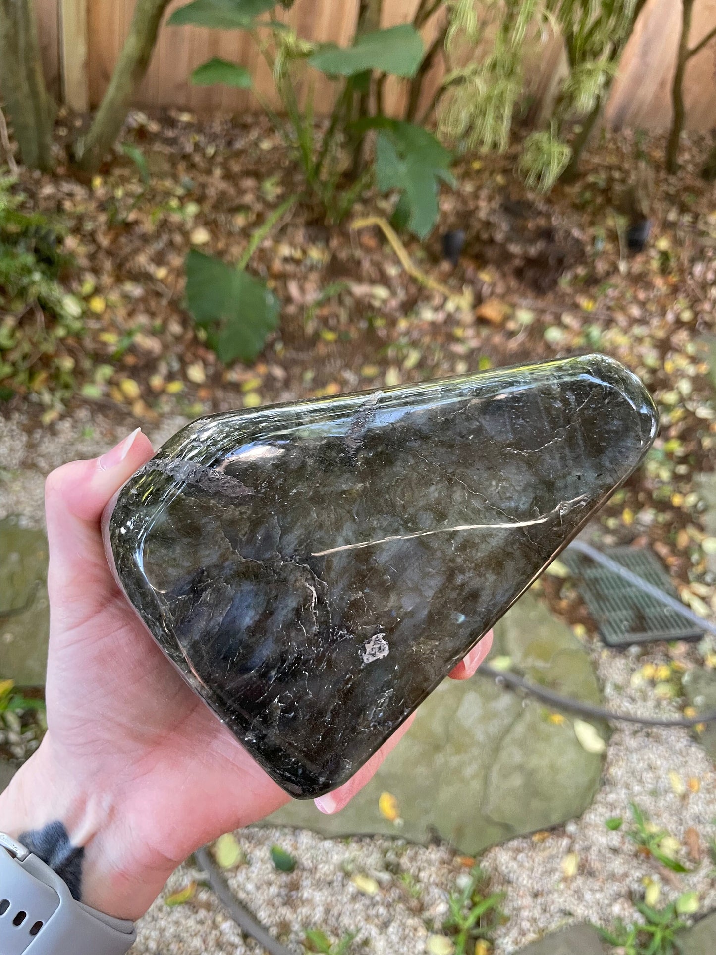 Large Polished Labradorite Freestanding Display Stone 1488g 3lbs 4.5oz From Madagascar Great Flash!