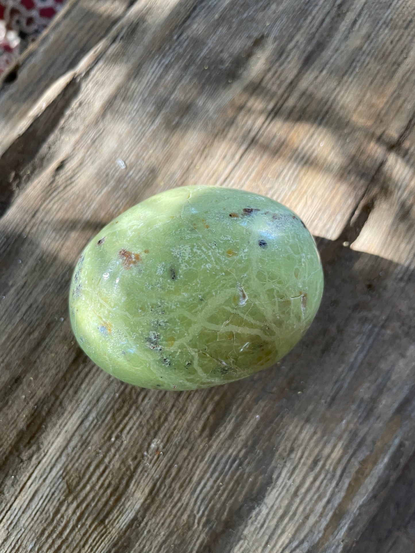 Polished Green Opal Palm Stone From Madagascar, Specimen 107.5g Crystal Mineral