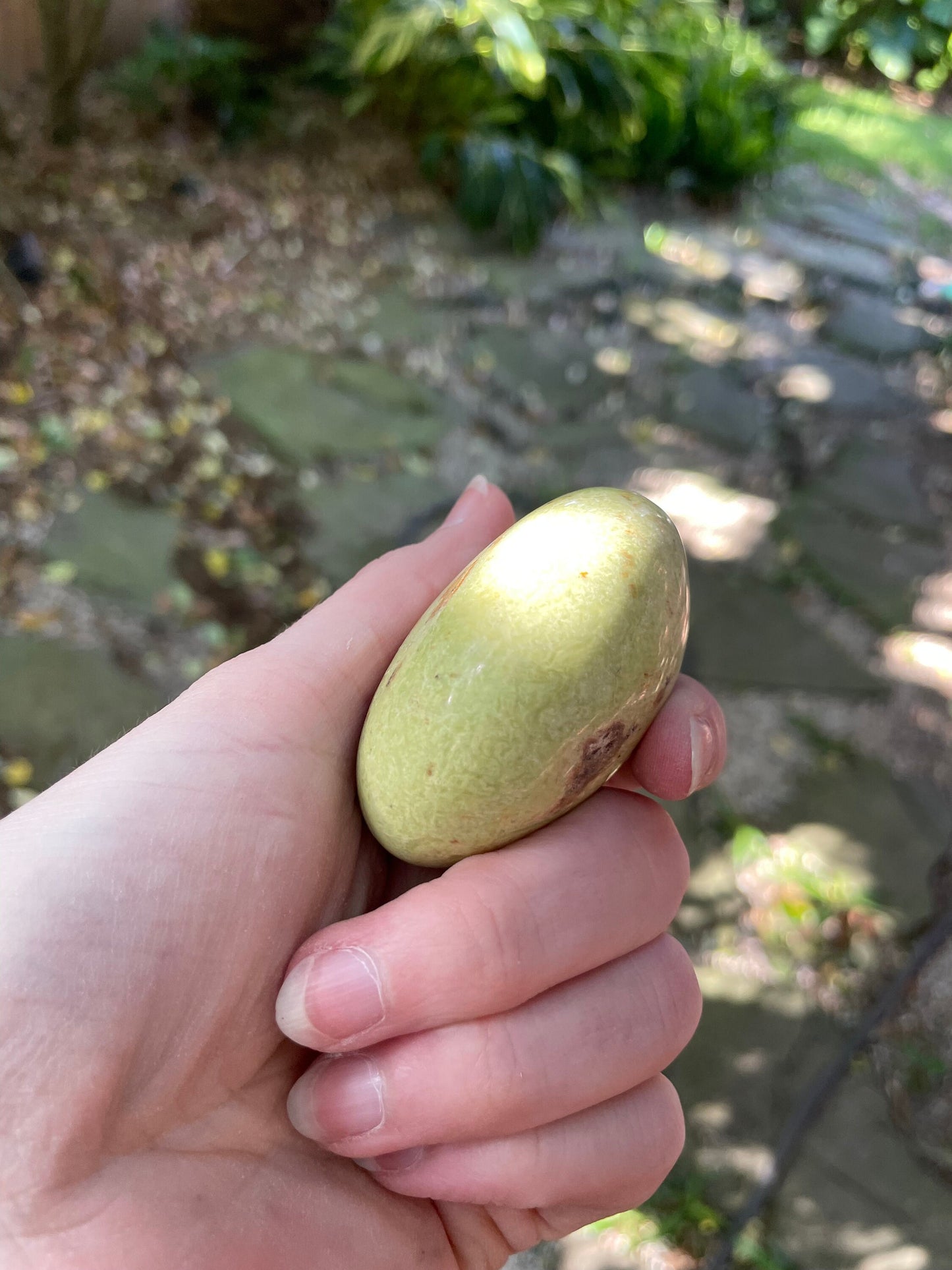 Polished Green Opal Palm Stone From Madagascar, Specimen 94g