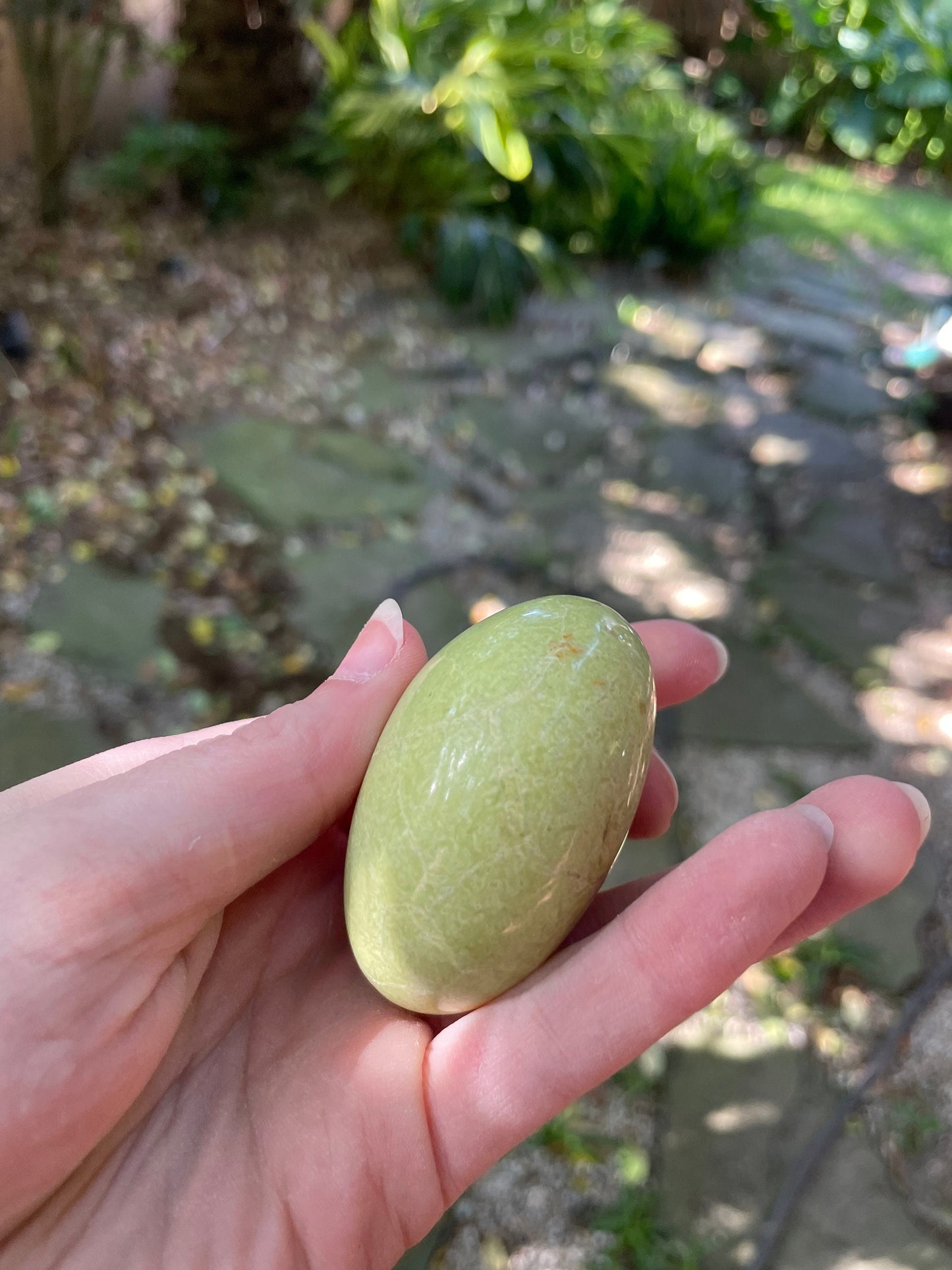 Polished Green Opal Palm Stone From Madagascar, Specimen 94g