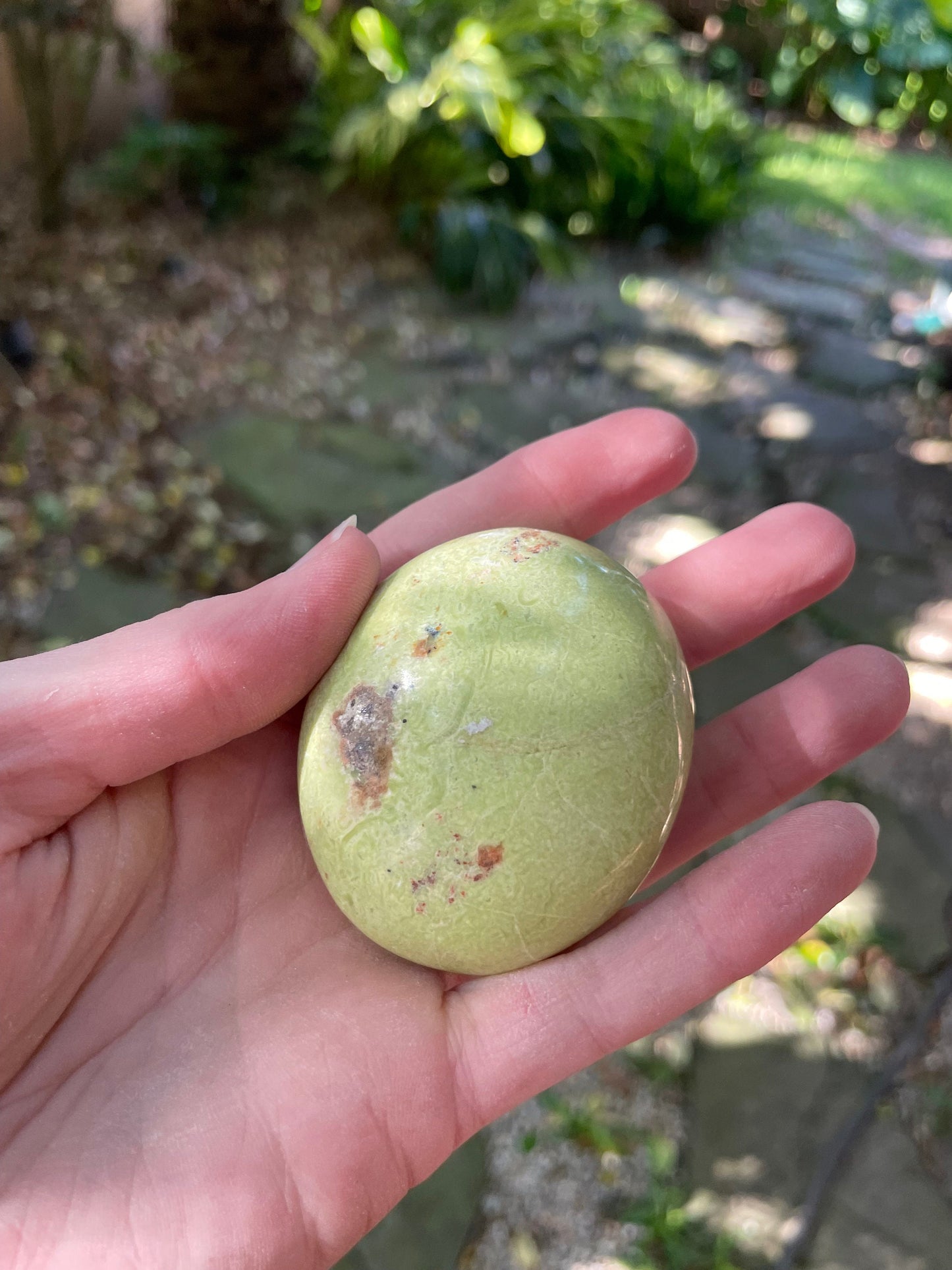 Polished Green Opal Palm Stone From Madagascar, Specimen 94g