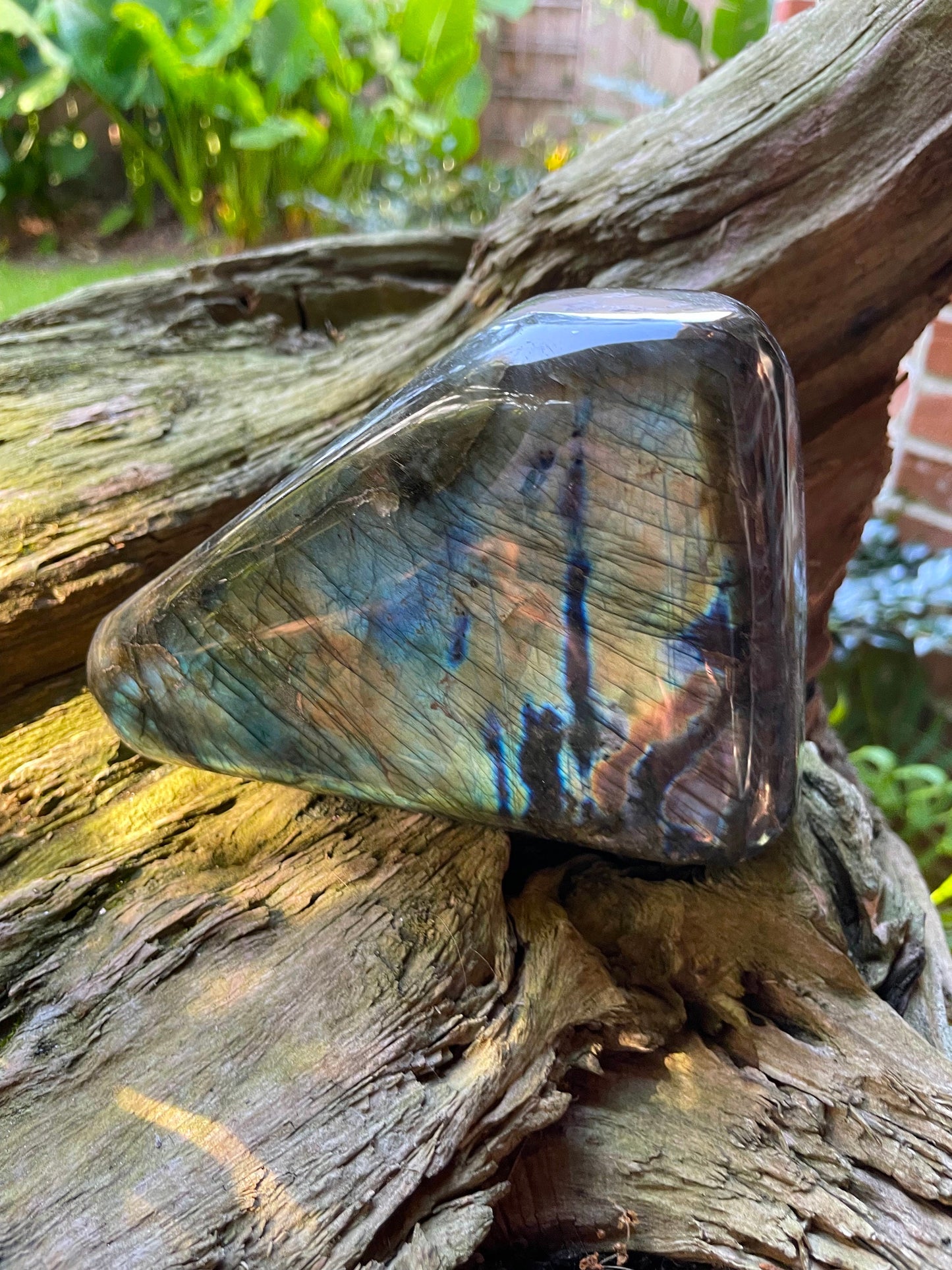 Large Polished Labradorite Freestanding Display Stone 1488g 3lbs 4.5oz From Madagascar Great Flash!