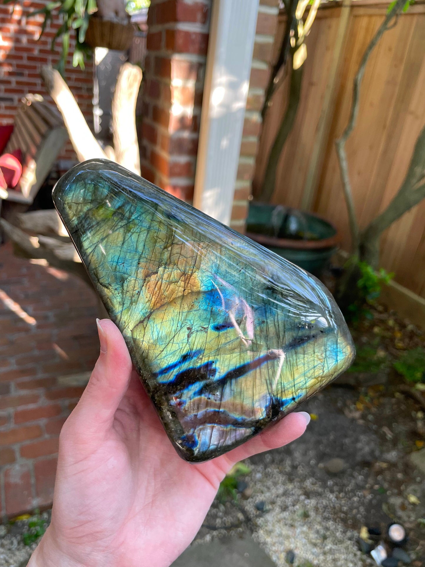 Large Polished Labradorite Freestanding Display Stone 1488g 3lbs 4.5oz From Madagascar Great Flash!