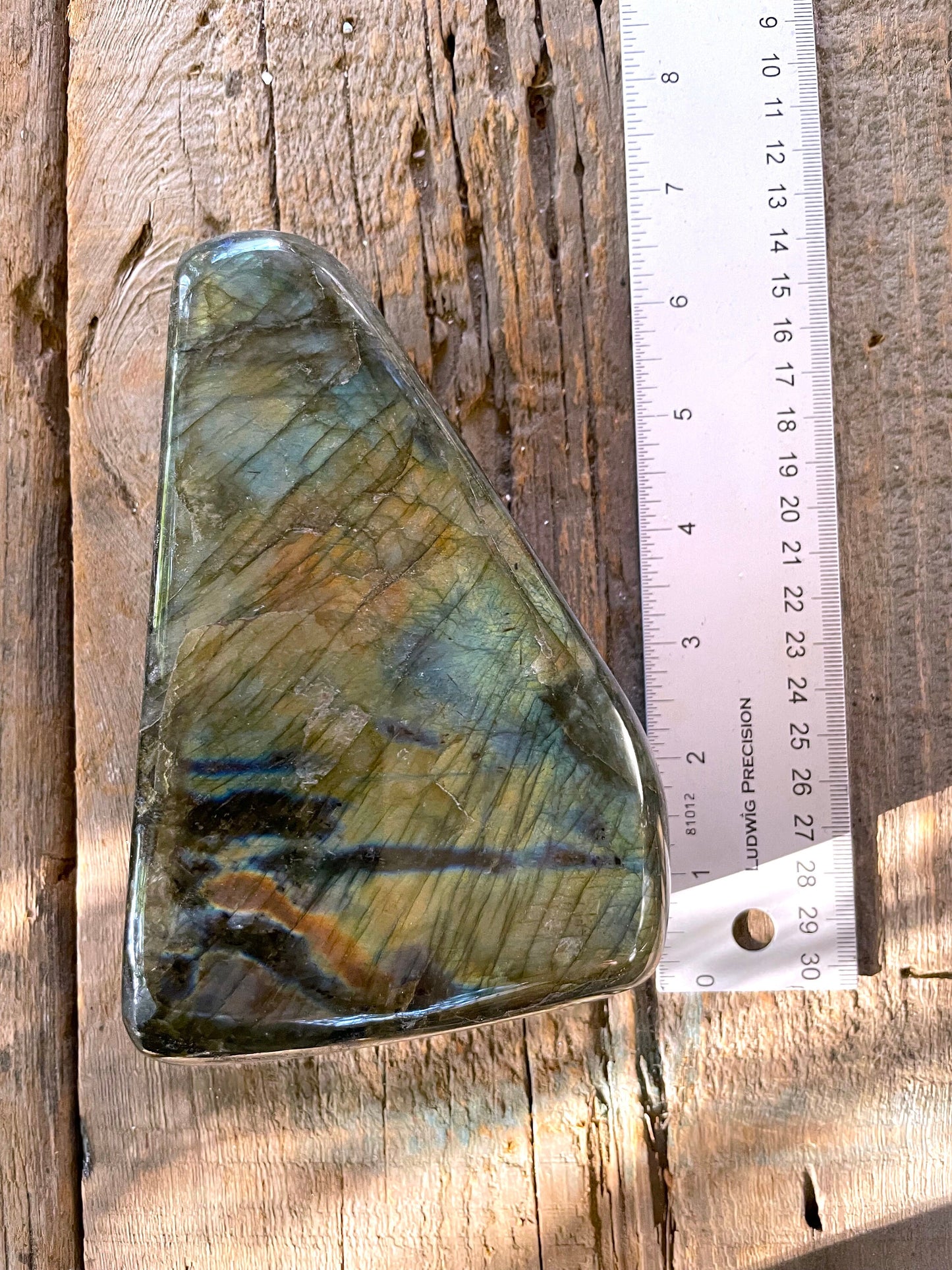 Large Polished Labradorite Freestanding Display Stone 1488g 3lbs 4.5oz From Madagascar Great Flash!