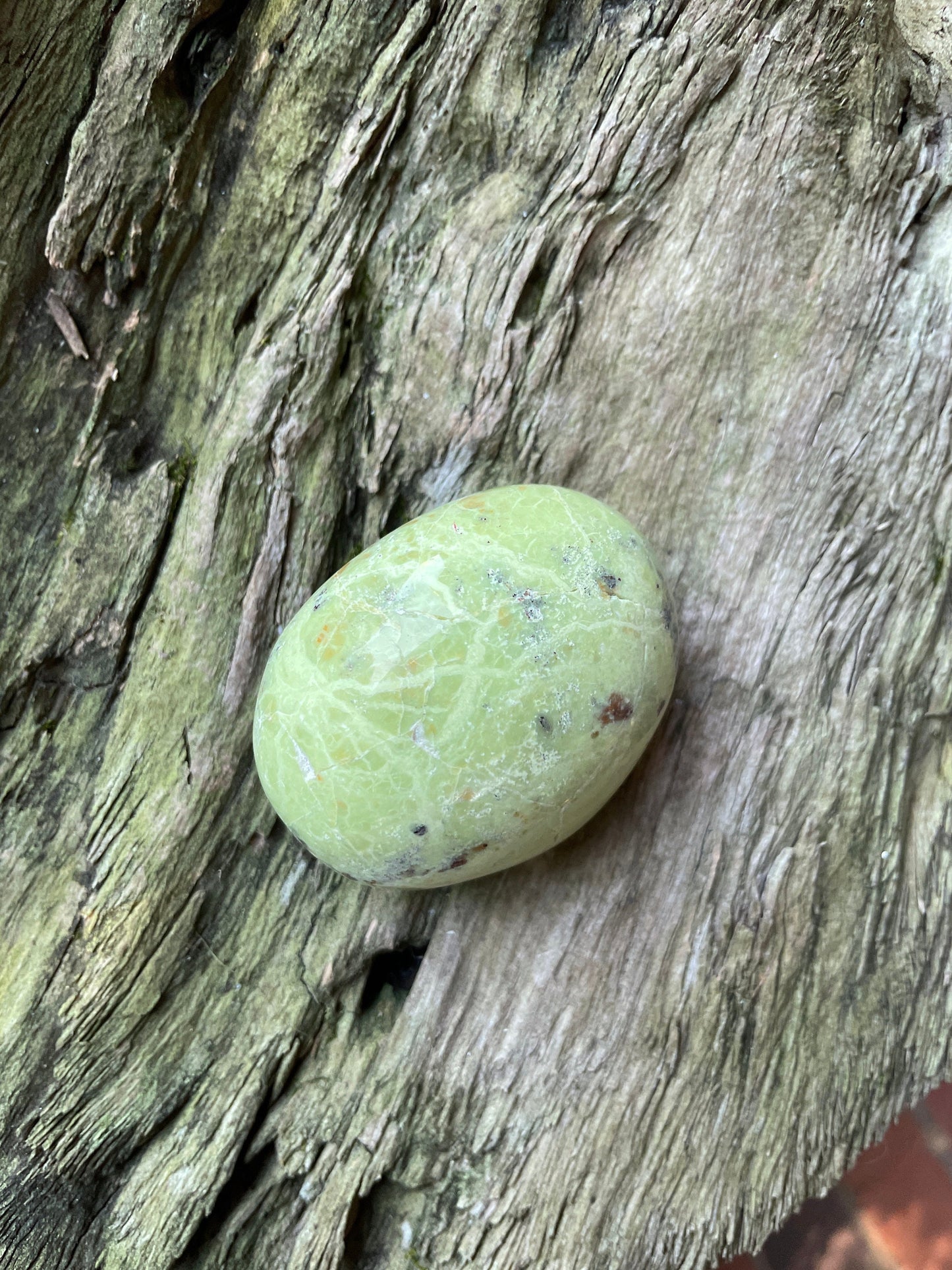 Polished Green Opal Palm Stone From Madagascar, Specimen 107.5g Crystal Mineral