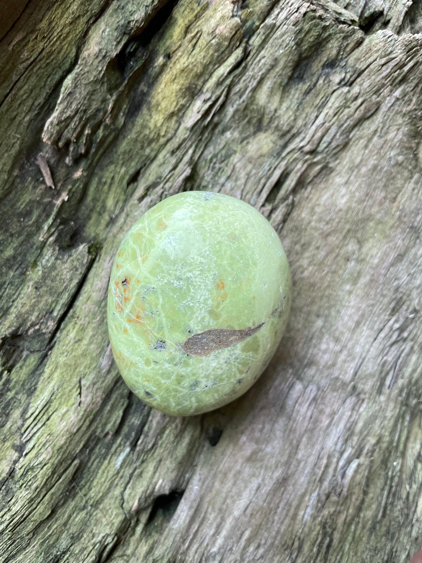 Polished Green Opal Palm Stone From Madagascar, Specimen 107.5g Crystal Mineral
