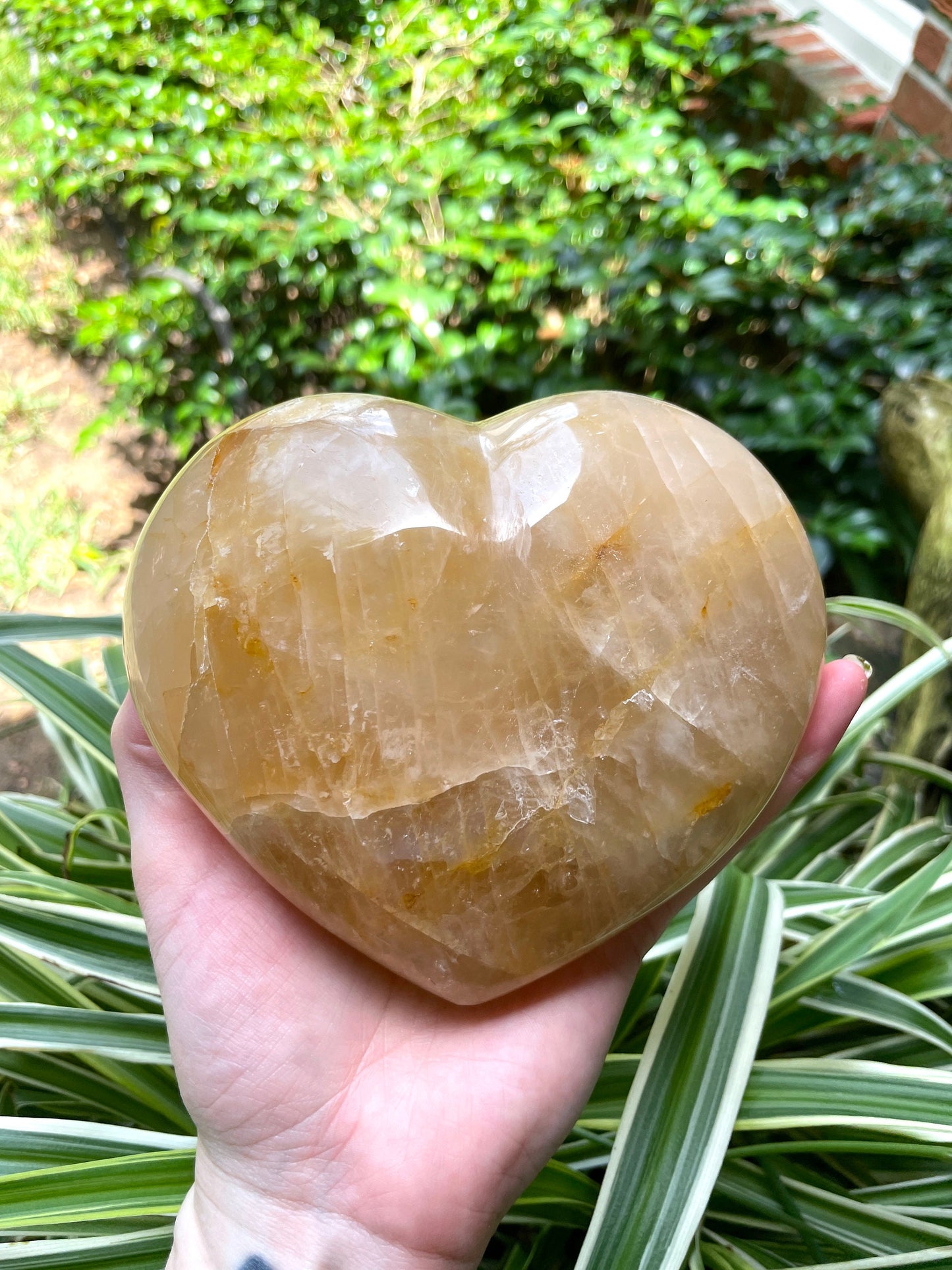 Yellow Golden Healer/Hematoid Quartz Polished Heart Specimen 1214g 2lbs 105oz Mineral Crystal