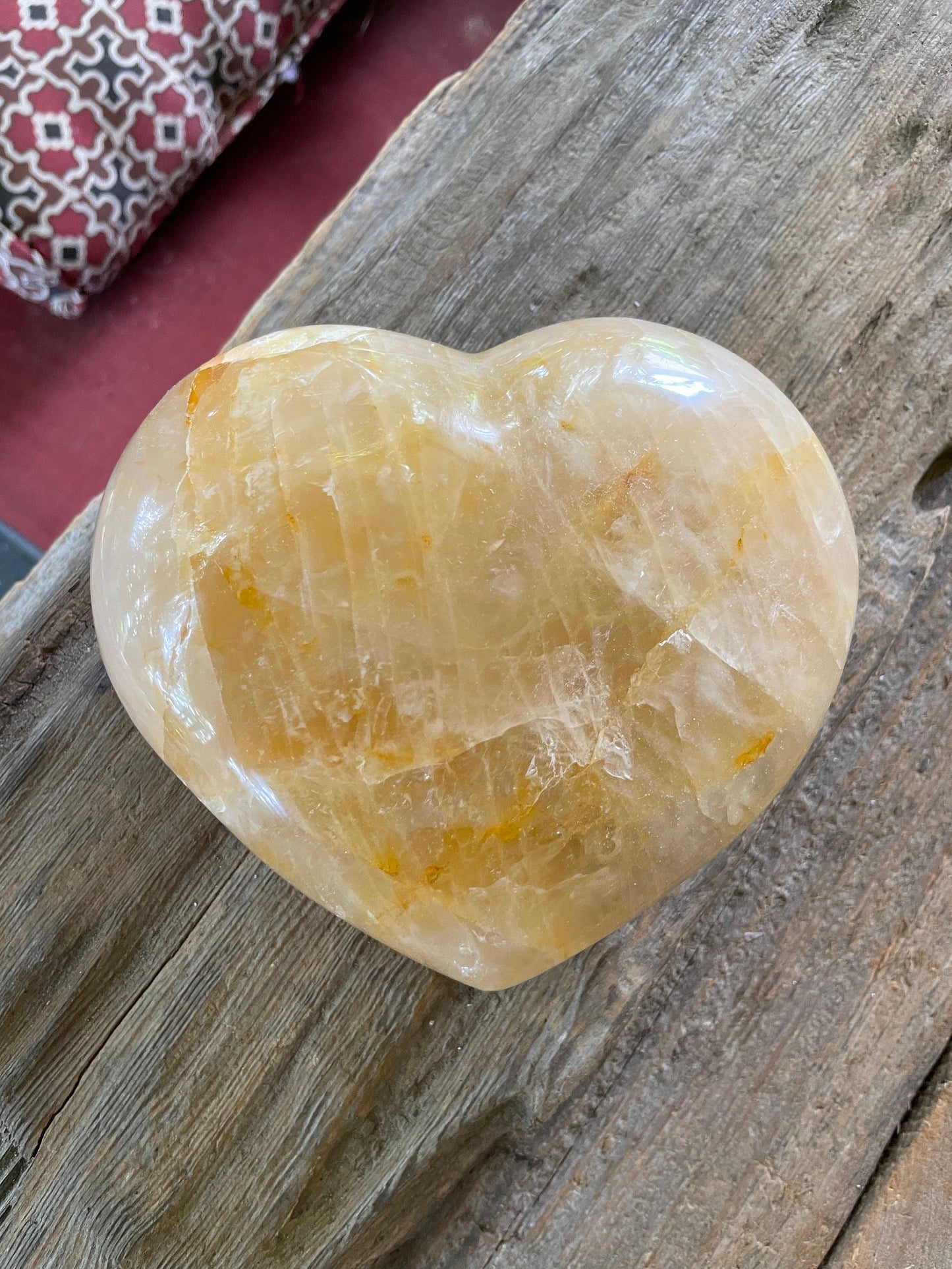 Yellow Golden Healer/Hematoid Quartz Polished Heart Specimen 1214g 2lbs 105oz Mineral Crystal
