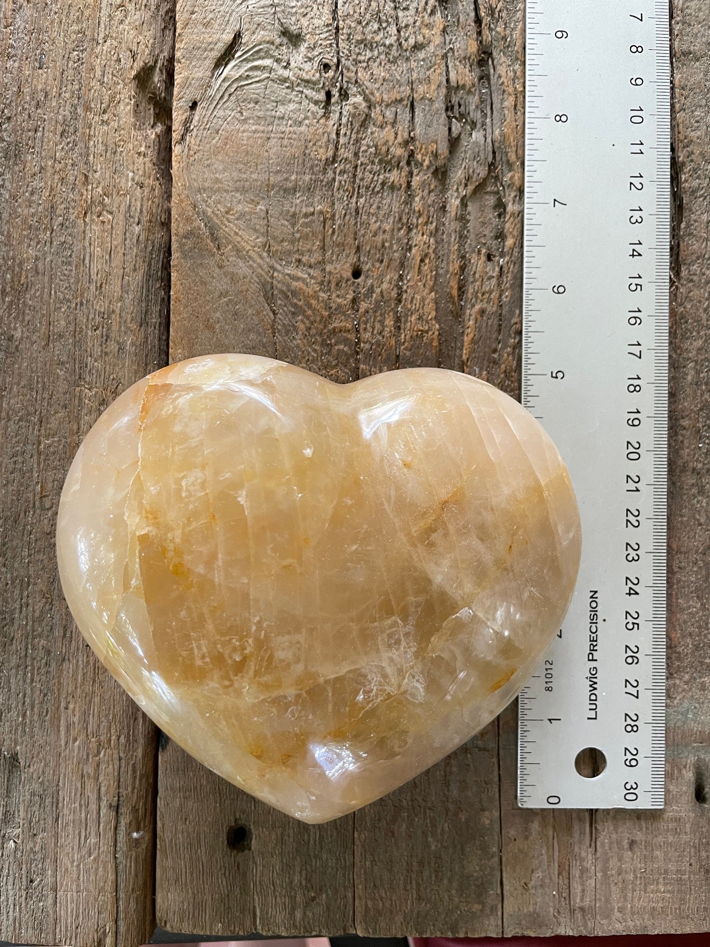 Yellow Golden Healer/Hematoid Quartz Polished Heart Specimen 1214g 2lbs 105oz Mineral Crystal