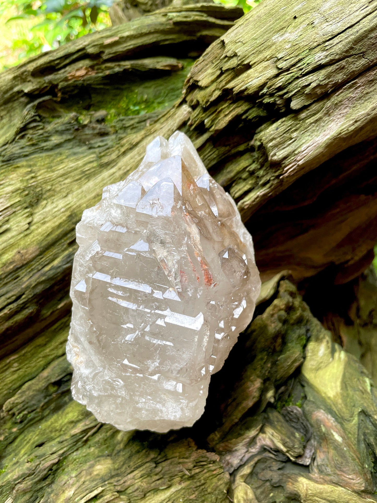 Smokey Elesital Quartz With Hematite Specimen from Minas Gerais Brazil, 808g 1lb 12.4oz Mineral Crystal