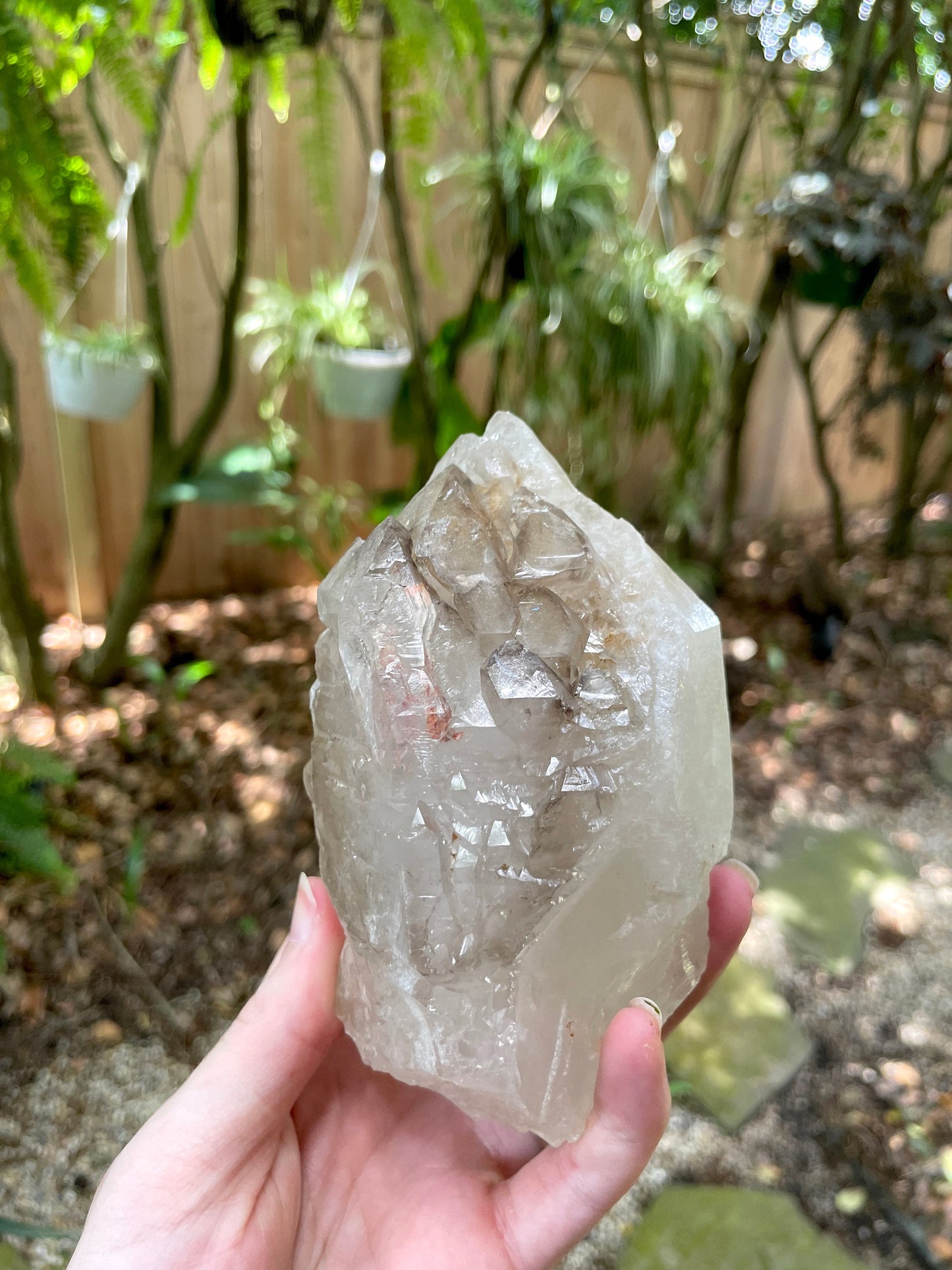 Smokey Elesital Quartz With Hematite Specimen from Minas Gerais Brazil, 808g 1lb 12.4oz Mineral Crystal