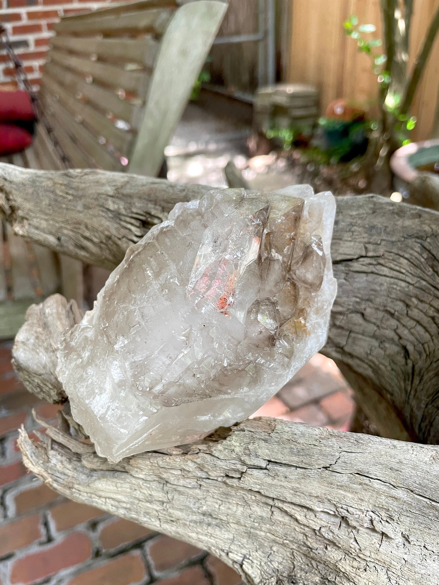 Smokey Elesital Quartz With Hematite Specimen from Minas Gerais Brazil, 808g 1lb 12.4oz Mineral Crystal