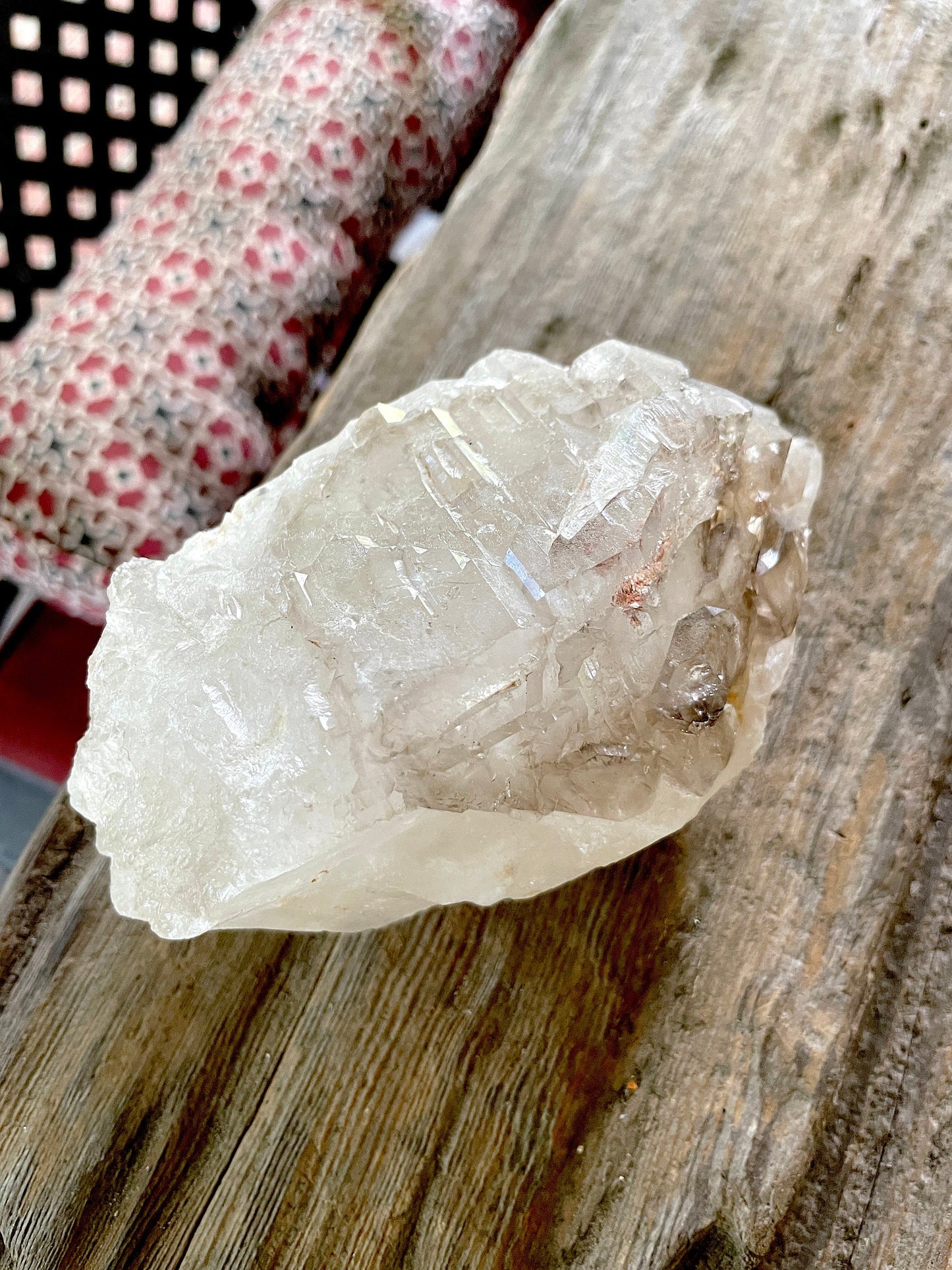 Smokey Elesital Quartz With Hematite Specimen from Minas Gerais Brazil, 808g 1lb 12.4oz Mineral Crystal