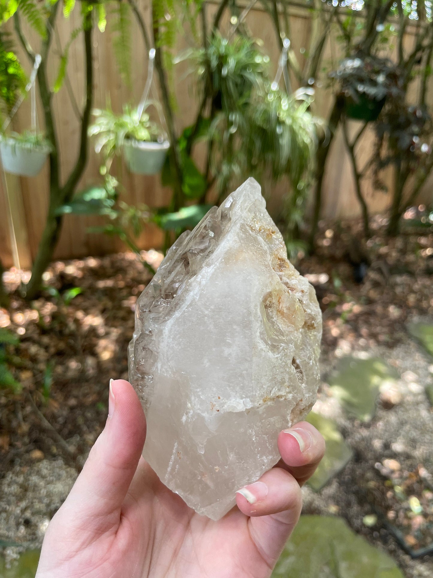 Smokey Elesital Quartz With Hematite Specimen from Minas Gerais Brazil, 808g 1lb 12.4oz Mineral Crystal