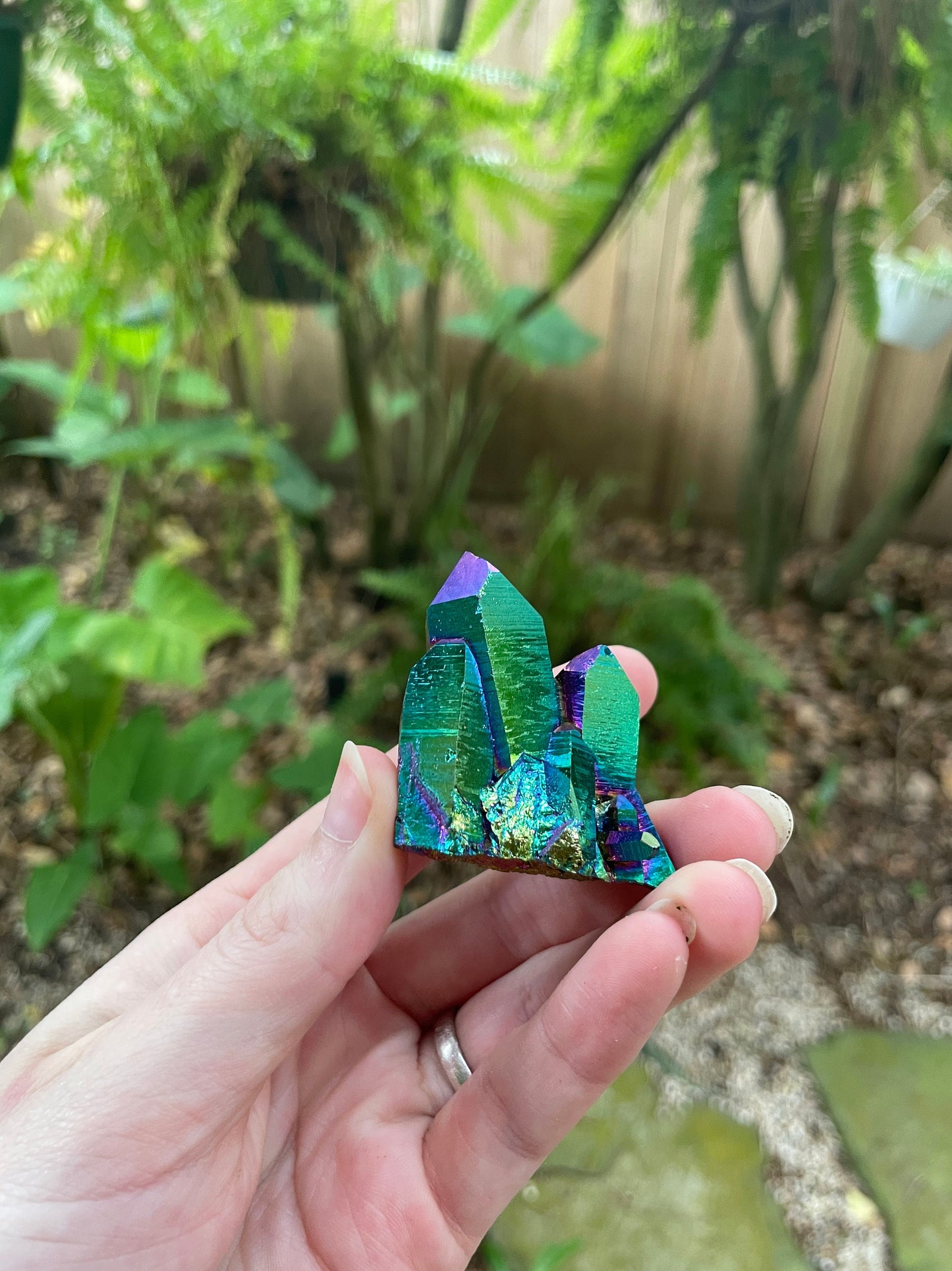 Quality Genuine Titanium Aura Quartz Cluster Arkansas Quartz 48.5g Healing, Metaphysical, Pagan, Wicca