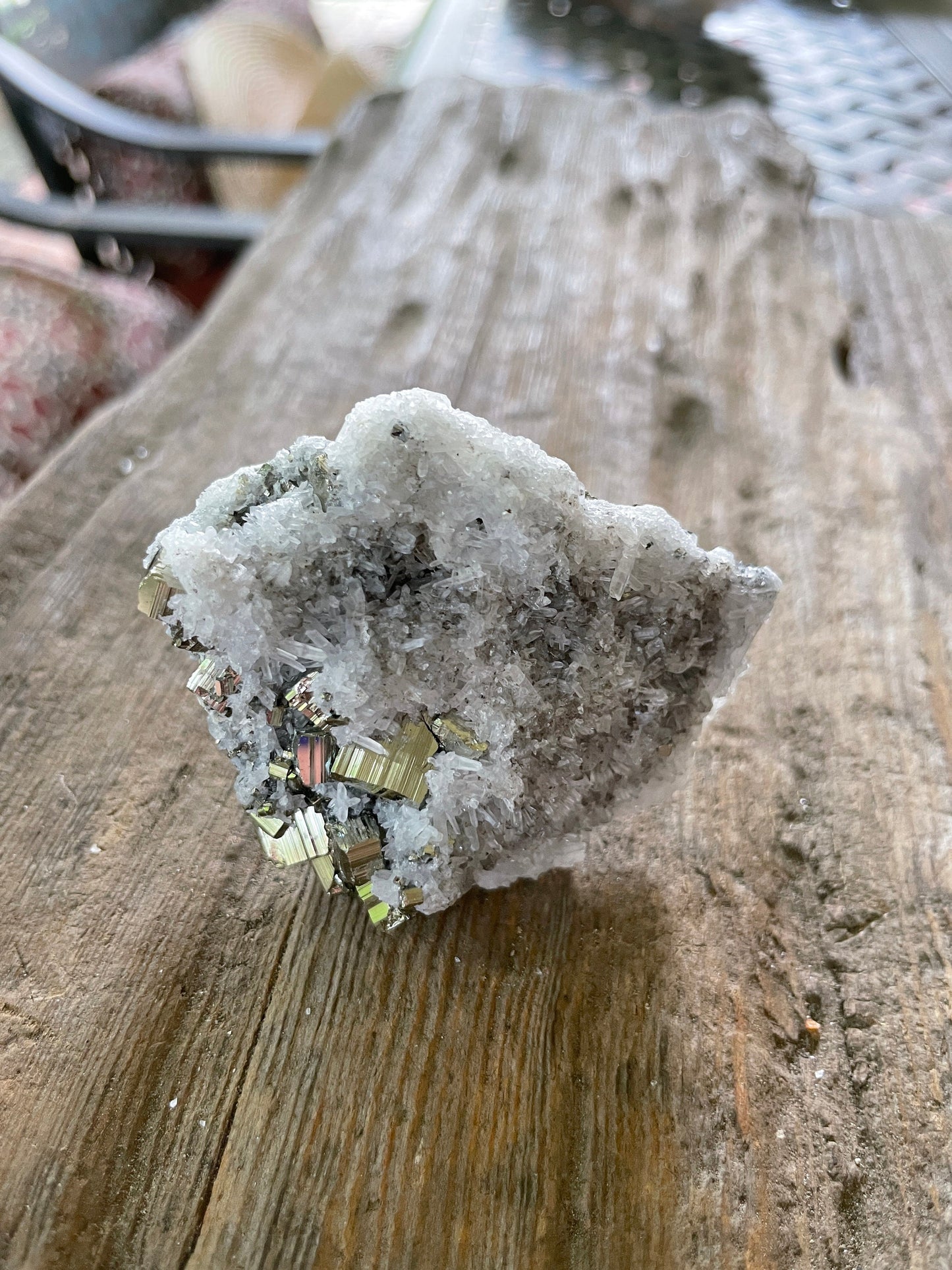 Beautiful Natural Raw Pyrite Crystal With Quartz Specimen 120.6g, from Peru Minerals Crystals