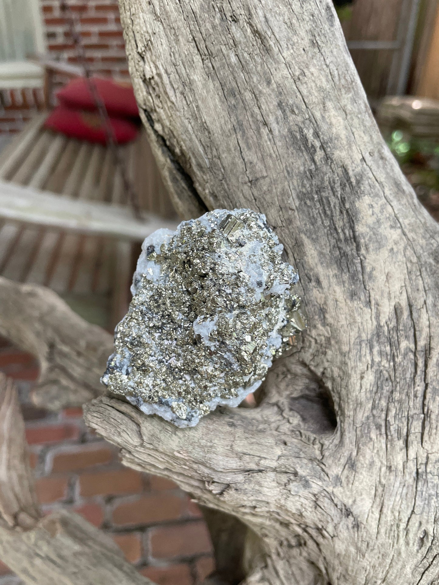 Beautiful Natural Raw Pyrite Crystal With Quartz Specimen 120.6g, from Peru Minerals Crystals
