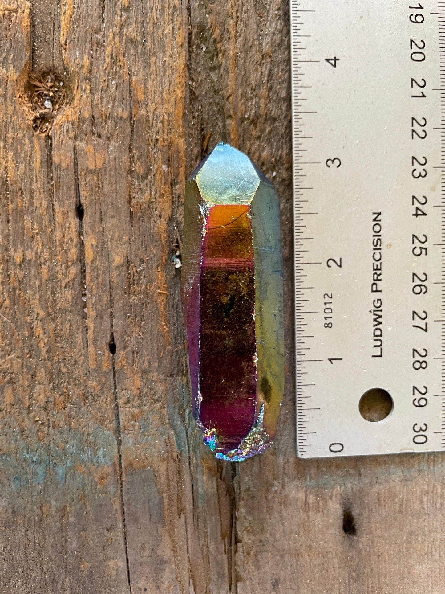 Genuine Titanium Aura Quartz Point Arkansas Quartz Slight Damage